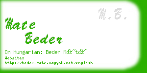 mate beder business card